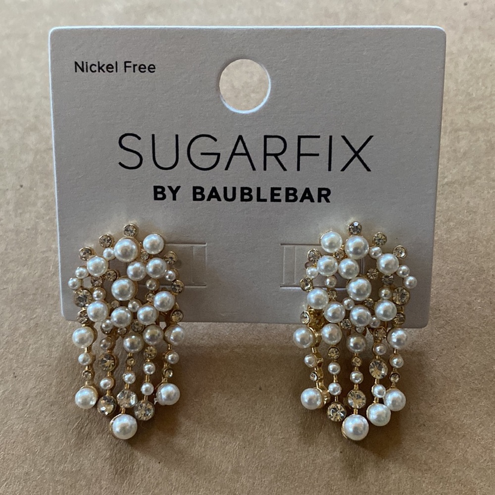 SUGARFIX by BaubleBar Pearl and Crystal Drop
Fringe Tassel Chandelier Earrings - Picture 4 of 4
